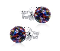 Rainbow Stone Set Silver Studs Earring STS-70E