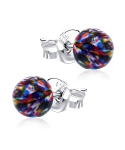 Rainbow Stone Set Silver Studs Earring STS-70E