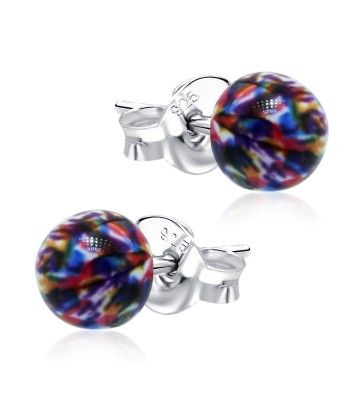 Rainbow Stone Set Silver Studs Earring STS-70E