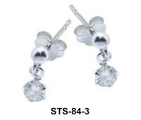 Ball n Round Stone Silver Studs Earring STS-84-3