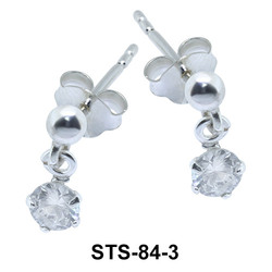 Ball n Round Stone Silver Studs Earring STS-84-3