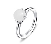 Milky Stone Belly Piercing Closure Ring DCRT-100