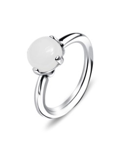 Milky Stone Belly Piercing Closure Ring DCRT-100