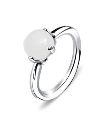 Milky Stone Belly Piercing Closure Ring DCRT-100