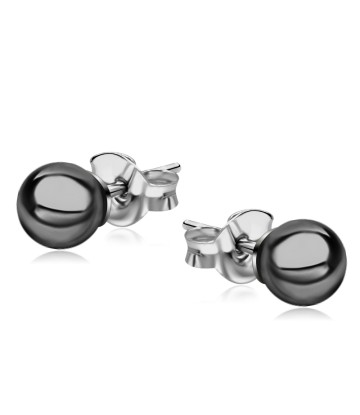 Black Ball Surgical Steel Earring SER-351A-6