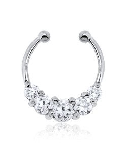 Stone Set Shape Septum Clip Ring STCR-03