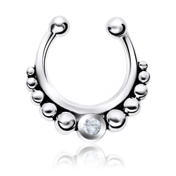 Indian One Stone Set Shape Septum Clip Ring STCR-15