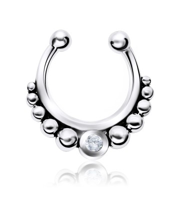 Indian One Stone Set Shape Septum Clip Ring STCR-15