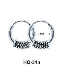 Silver Hoop Earrings with Rings HO-31n