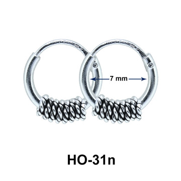 Silver Hoop Earrings with Rings HO-31n