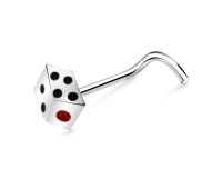 Dice Shaped Silver Curved Nose Stud NSKB-787
