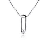 Necklace Silver Dangling Pearl PE3D-03