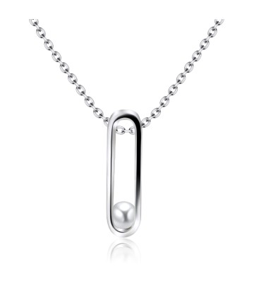 Necklace Silver Dangling Pearl PE3D-03