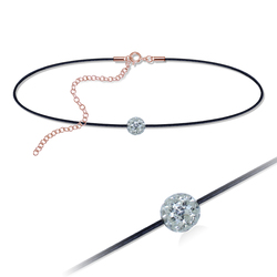 Rose Gold Plated Ferido Ball Chokers with Black Rope SPCK-148-RO-GP
