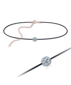 Rose Gold Plated Ferido Ball Chokers with Black Rope SPCK-148-RO-GP