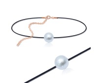 Rose Gold Plated Acrylic Ball Chokers with Black Rope SPCK-149-10-RO-GP