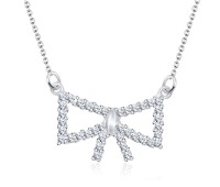 Lovely CZ Bow Silver Necklace SPE-1292