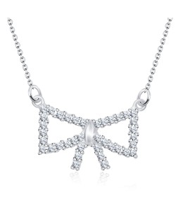 Lovely CZ Bow Silver Necklace SPE-1292