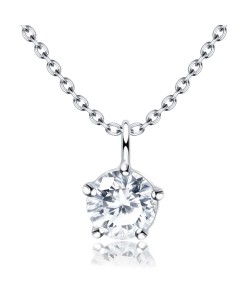 Beautiful Crystal Shape Silver Necklace SPE-1294-5