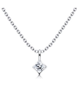 Beautiful Crystal Shape Silver Necklace SPE-1295-2