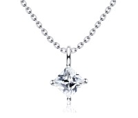 Crystal Triangle Shaped Silver NecklaceSPE-1296-4