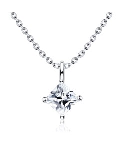 Crystal Triangle Shaped Silver NecklaceSPE-1296-4