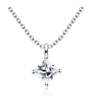 Crystal Triangle Shaped Silver NecklaceSPE-1296-4