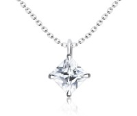 Beautiful Crystal Shape Silver Necklace SPE-1296-5