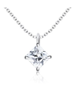 Beautiful Crystal Shape Silver Necklace SPE-1296-5