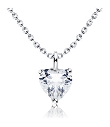 Beautiful Crystal Heart Necklace Silver SPE-1297-5