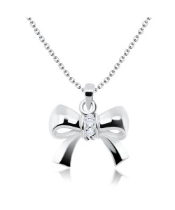 Pretty Bow Silver Necklace SPE-1365