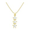 Three Crystal Star Silver Necklace SPE-1371