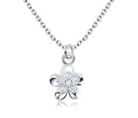 Little Flower Shape Silver Necklace SPE-1372