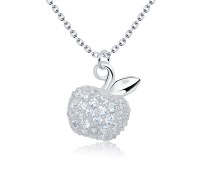 Apple with Crystals Silver Necklace SPE-1373