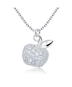 Apple with Crystals Silver Necklace SPE-1373
