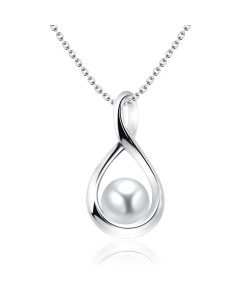 Beautiful Pearly Shaped Silver Necklace SPE-1385