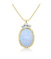 Elegant Opal with Crystal Silver Necklace SPE-1446