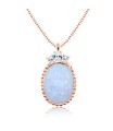Elegant Opal with Crystal Silver Necklace SPE-1446