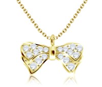 Gold Plated Necklace Silver Bow Shape SPE-200-GP