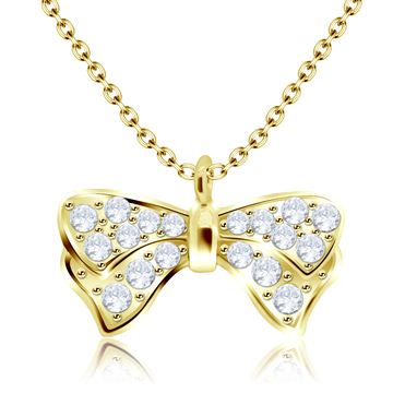 Gold Plated Necklace Silver Bow Shape SPE-200-GP