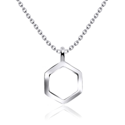 Sterling Hexagon Shape Silver Necklace SPE-2017
