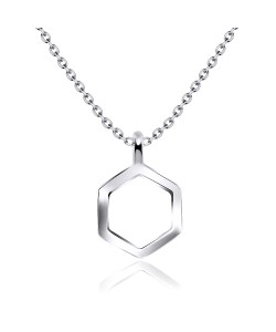 Sterling Hexagon Shape Silver Necklace SPE-2017