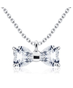 Necklace Silver CZ Bow Shape SPE-201