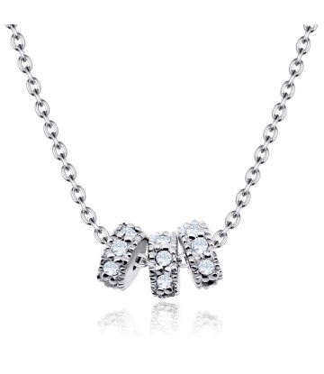 CZ Hearts and Plain Double Heart Silver Necklace SPE-2020