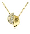 CZ Semicircle with Plain Silver Necklace SPE-2021