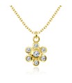 Rhinestone on Flower Shape Silver Necklace SPE-2045