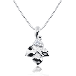 Leaves with CZ Silver Necklace SPE-2047