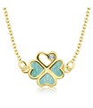 Cloverleaf with Enamel and Rhinestone Silver Necklace SPE-2050