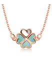 Cloverleaf with Enamel and Rhinestone Silver Necklace SPE-2050