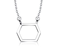 Hexagon Shape Silver Necklace SPE-2057
